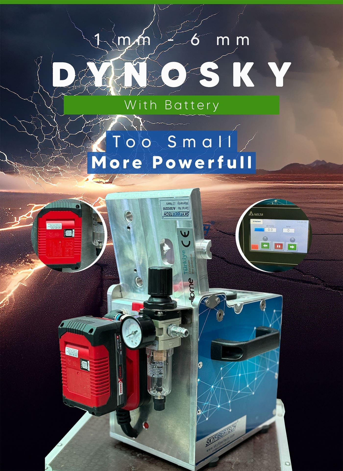 Fiber optic cable blowing machine dynosky with battery