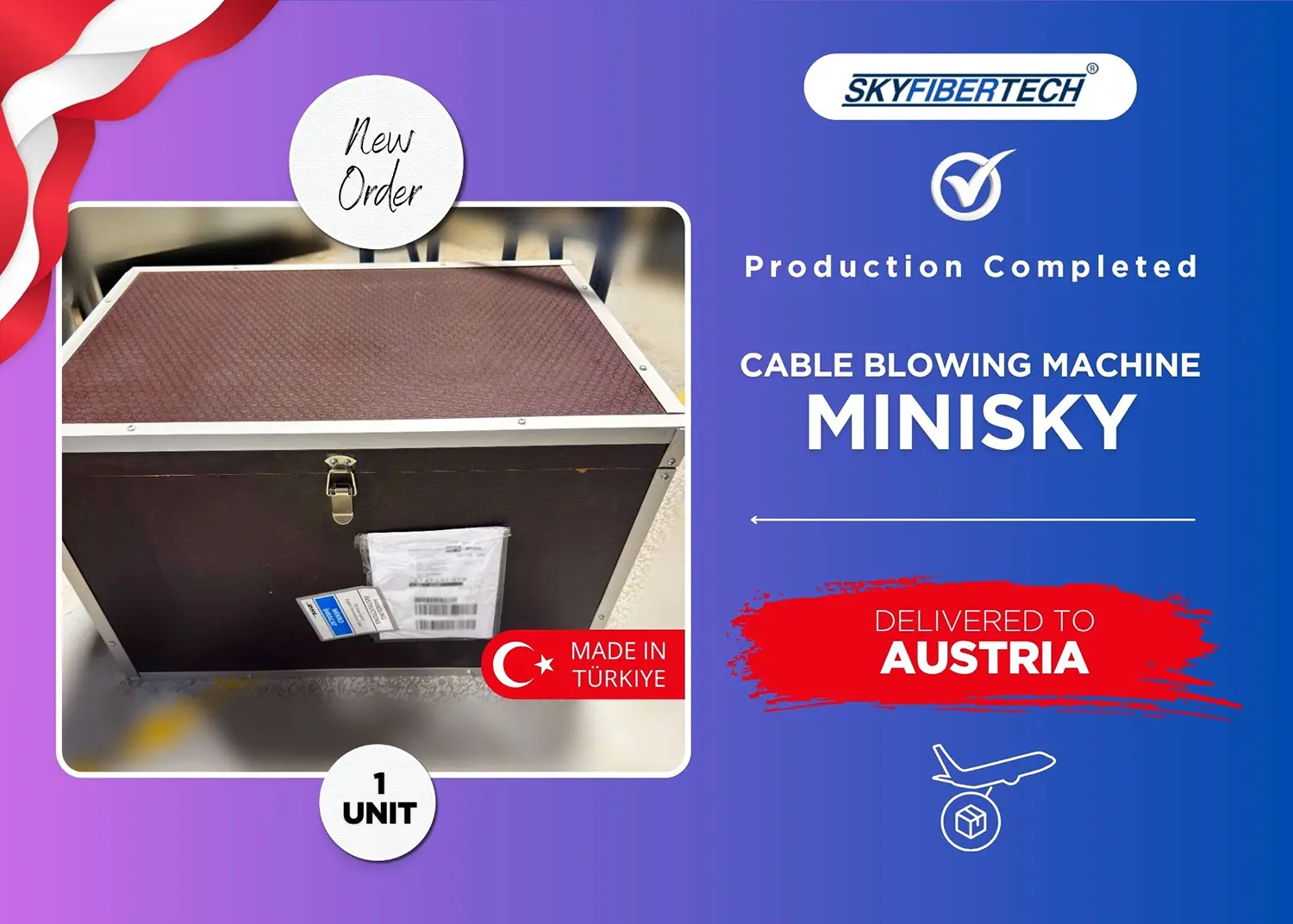 minisky cable blowing machine delivered to austria