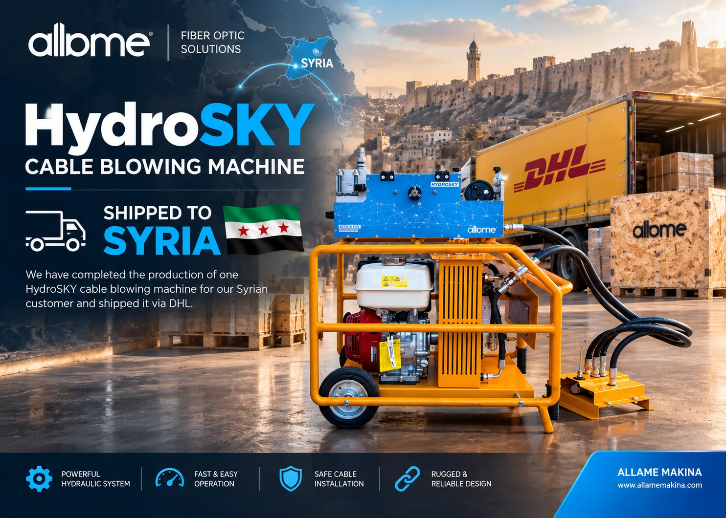 HydroSKY Cable Blowing Machine Shipped to Syria